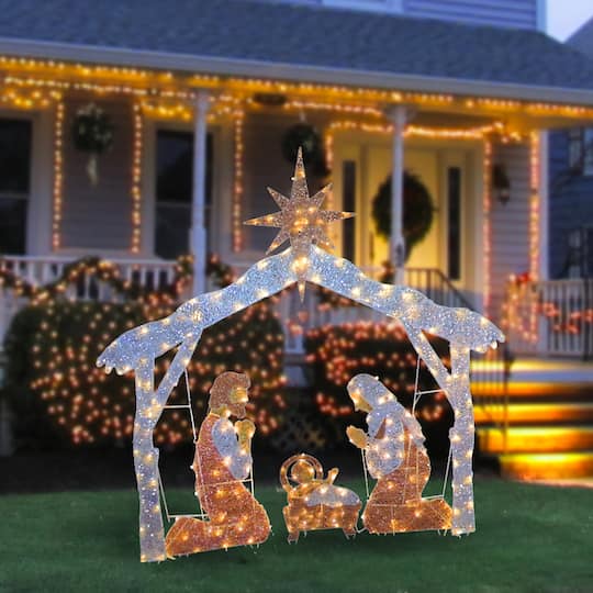 72" Nativity Scene, White LED Lights